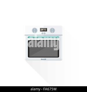 vector white color green blue elements flat design kitchen built-in oven isolated illustration white background Stock Vector