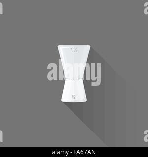 vector colored flat design metal bar double jigger measurement isolated illustration gray background long shadow Stock Vector