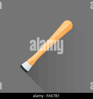vector colored flat design bar stone muddler wood handle isolated illustration gray background long shadow Stock Vector