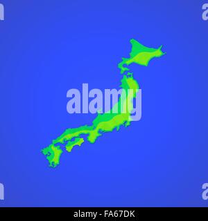 vector colored map flat design abstract japan Honshu Hokkaido islands illustration isolated blue background Stock Vector