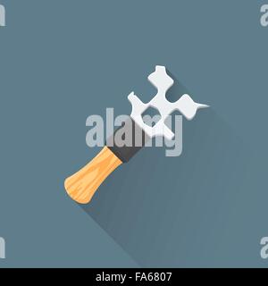 vector colored flat design barista metal caffeine wrench wooden handle illustration isolated dark background long shadow Stock Vector