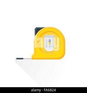 vector yellow color textured flat design house remodel construction roulette illustration isolated white background long shadow Stock Vector