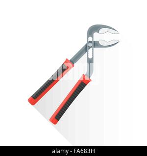 vector colored flat design construction adjustable water pump pliers red black handle illustration isolated white background lon Stock Vector