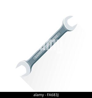 vector iron colored flat design metal textured wrench illustration isolated white background long shadow Stock Vector