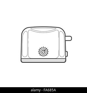 vector monochrome contour electric toaster isolated black outline illustration on white background Stock Vector
