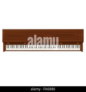vector colored flat design brown wood textured piano illustration isolated on white background top view Stock Vector