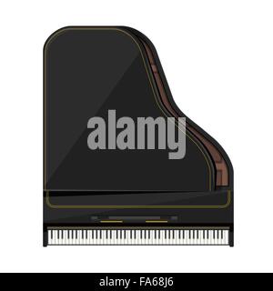vector black color gold stripes flat design grand piano illustration isolated on white background top view Stock Vector