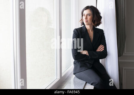 Brazilian actress Fernanda Torres during an interview. Stock Photo