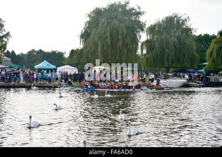 Dragon boat racing on the River Avon during the annual Food Festival in Stratford upon Avon, Warwickshire, England Stock Photo