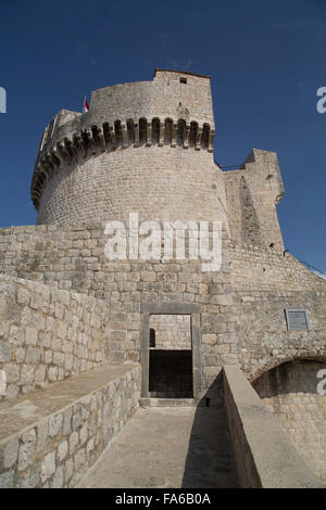 Croatia, Dubrovnik, Old Town, on the Town Wall, Minceta Tower (background) Stock Photo