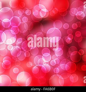 Red abstract background with bokeh lights and blur elements Stock Vector