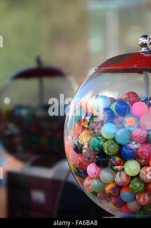 Vertical Two Large Glass Storage Jars Filled With Cookies. A Close