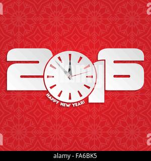 Happy new year 2016 with seamless winter pattern for your design Stock Vector