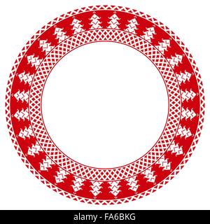 Merry Christmas round embroidered pattern for your design Stock Vector