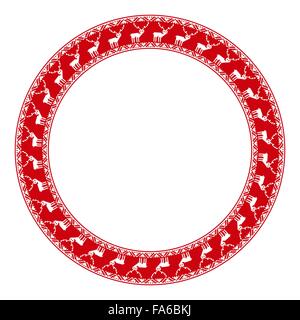 Merry Christmas round embroidered pattern for your design Stock Vector