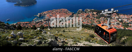 Summer, Ariel view of the City walls and Terracotta Rooftops, Dubrovnik City, UNESCO World Heritage Site, Neretva County, Stock Photo