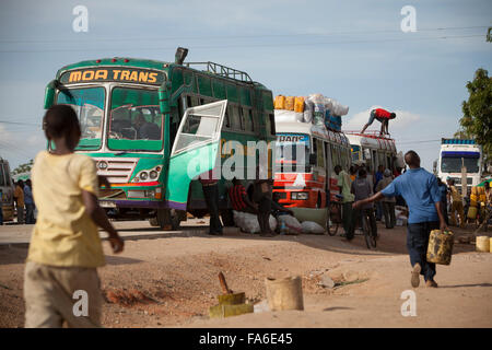 Kenya - Tanzania border traffic at Horo Horo - Northeastern Tanzania, E. Africa Stock Photo