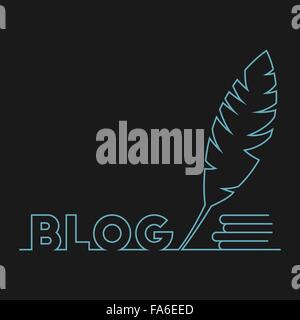 Vector illustration of blog word, pen and books for your design Stock Vector