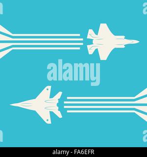 Jet fighter aircrafts flying on sky for your design Stock Vector