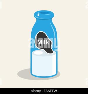 Vector illustration of milk in a glass bottle for your design Stock Vector