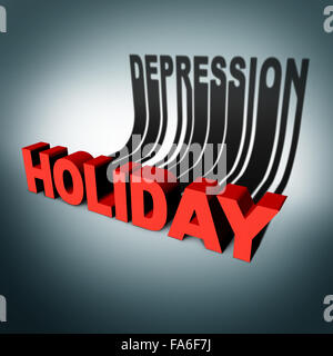 Holiday depression concept and party season anxiety and emotional crisis concept as a three dimensional text with a cast shadow Stock Photo