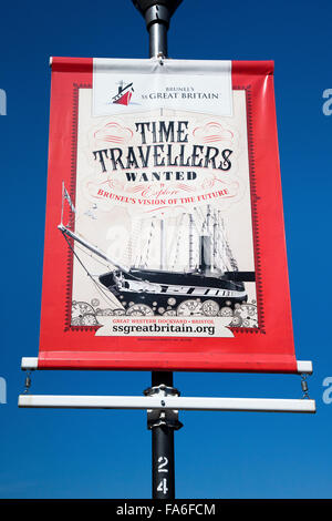 Brunel's ss Great Britain 'Time Travellers Wanted' sign Stock Photo