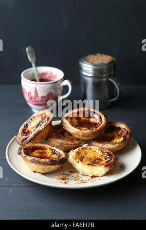 Traditional Portuguese egg tarts-Pastel de nata Stock Photo