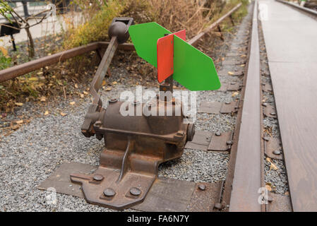 Switch changing gear on a disused railway line Stock Photo