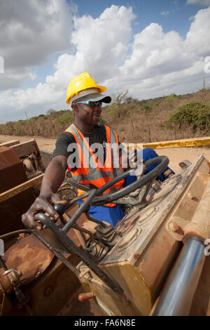 The Namialo to Rio Lurio Road in Northern Mozambique undergoes rehabilitation and construction - SE Africa. Stock Photo