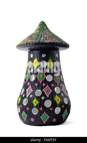 Black painted pottery table lamp Stock Photo