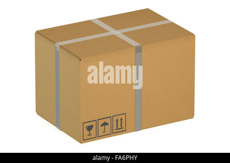 cardboard box isolated on white background 3d illustration Stock Photo ...