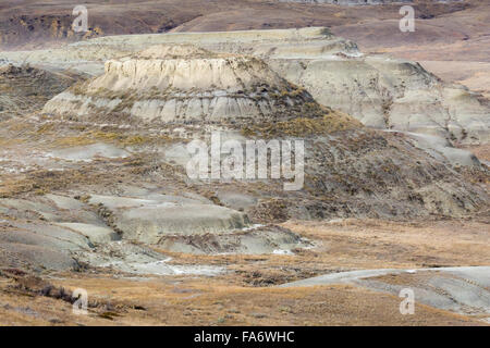 Badlands in the east block of Grasslands National Park, Canada create abstract patterns. Stock Photo