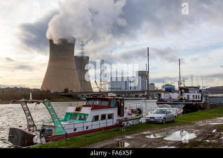 The Belgian nuclear power plant Tihange, 3 pressurized water reactor, in Huy, Belgium, at river Maas, run by Electrabel Group, Stock Photo