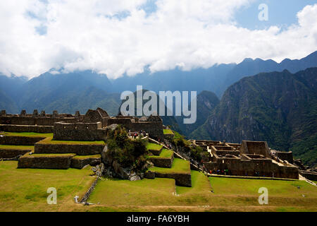 Plaza Principal, main square, ruined city, Inca city of Machu Picchu, UNESCO World Heritage Site, Urubamba, Cusco Province, Peru Stock Photo