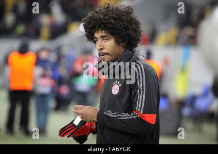 LVIV, UKRAINE - FEBRUARY 17, 2015: Dante of Bayern Munich looks on before UEFA Champions League game against FC Shakhtar Donetsk Stock Photo