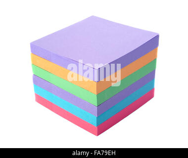 Pile colored paper sticker on a white background Stock Photo