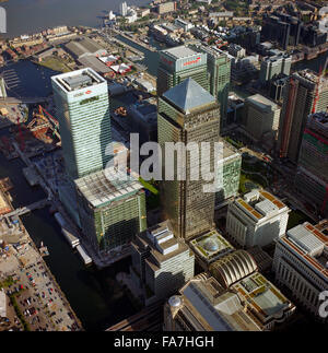 CANARY WHARF, Docklands, London. The towers of West India Dock. Stock Photo