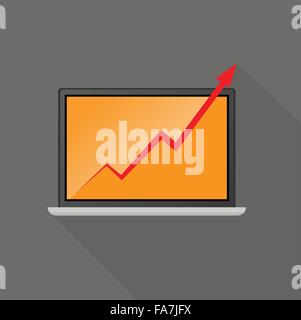 Business graph show on laptop screen Stock Vector