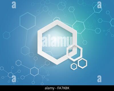 Hexagons on blue background technology concept Stock Vector