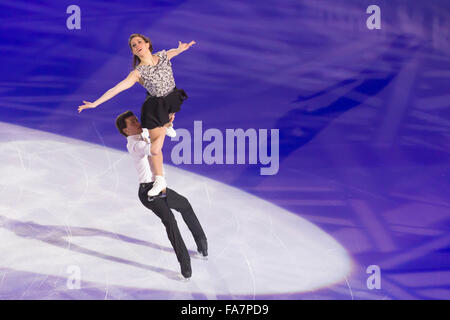 Charlene Guignard e Marco Fabbri skating free dance champions Stock Photo