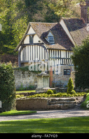 The Garden and part of the cottages at Ightham Mote, Kent. Stock Photo