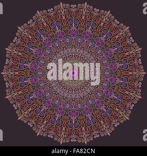 Violet and Pink Line Mandala Stock Vector