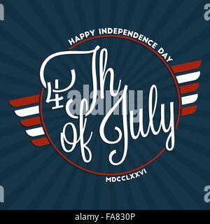 Fourth of july. Happy independence day hand lettering for your design Stock Vector