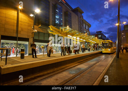 Manchester Metrolink Tram station at Corporation Street, Exchange Square, Manchester, Greater Manchester, England