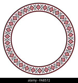 Vector illustration of traditional Slavic round embroidered pattern Stock Vector