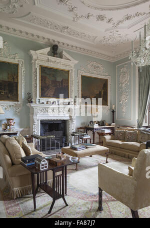 An interior view of Farnborough Hall, Warwickshire. Farnborough Hall is ...