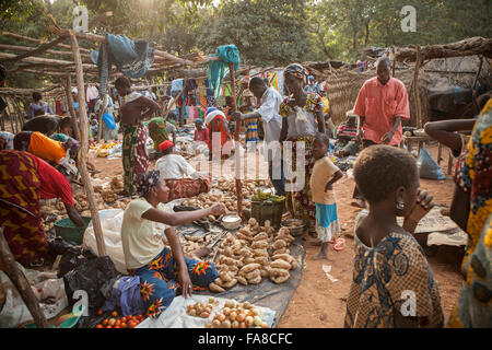 Weekly traditional market in Banfora Department, Burkina Faso. Stock Photo