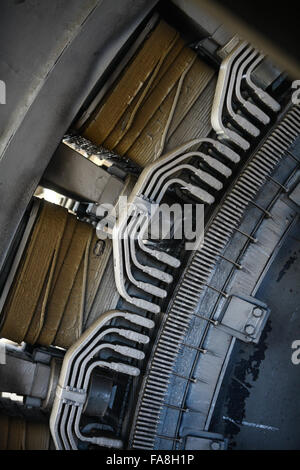 Close-up shot of a stator from a big electric motor. Stock Photo