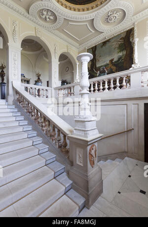 The Marble Staircase at Kingston Lacy, Dorset. The stairs were created ...