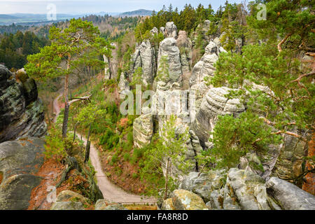 Bohemian Paradise - Prachov Rocks, Peace viewpoint. Most popular tourist destination in Czech Republic Stock Photo